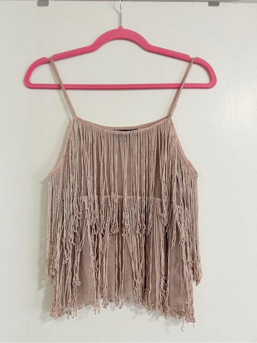 Women's Fringe Camisole Tank Top - Blush